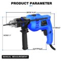 Hammer Drill 240V for Wood Metal Concrete,3000rpm Variable Speed, 2 in 1 Electric Drill Impact Drill with 360° Rotating Handle: 3 - 5 Days Free Delivery only UK. - Image 6