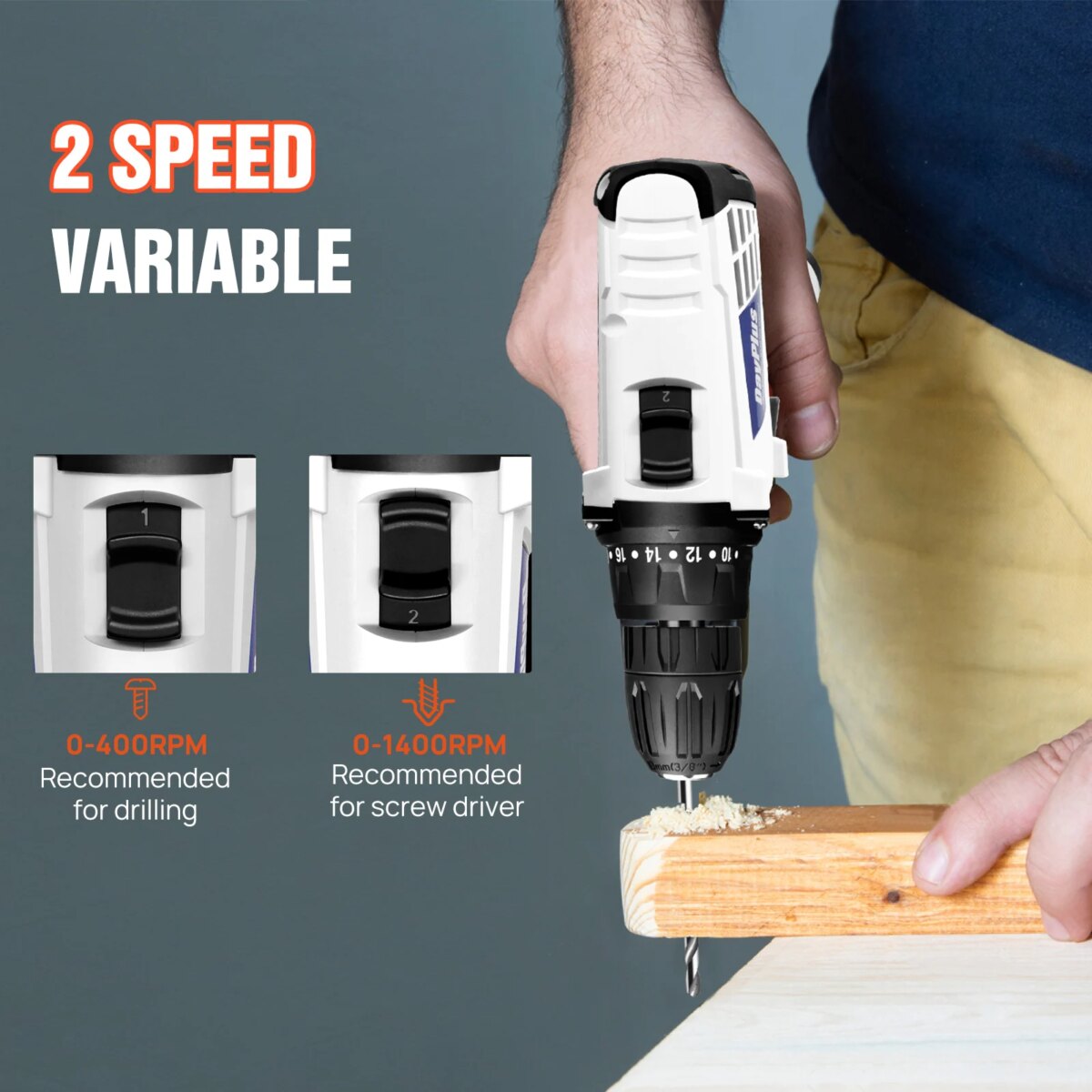 12V Cordless Drill Combo Cutter Electric Screwdriver Kit, 2 Variable Speed 18 + 1 Torque Setting, 23 Drill/Screwdriver Bits: 3 - 5 Days Free Delivery only UK - Image 4