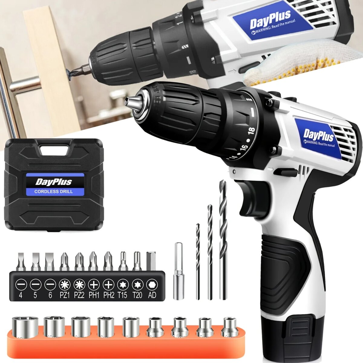 12V Cordless Drill Combo Cutter Electric Screwdriver Kit, 2 Variable Speed 18 + 1 Torque Setting, 23 Drill/Screwdriver Bits: 3 - 5 Days Free Delivery only UK - Image 1