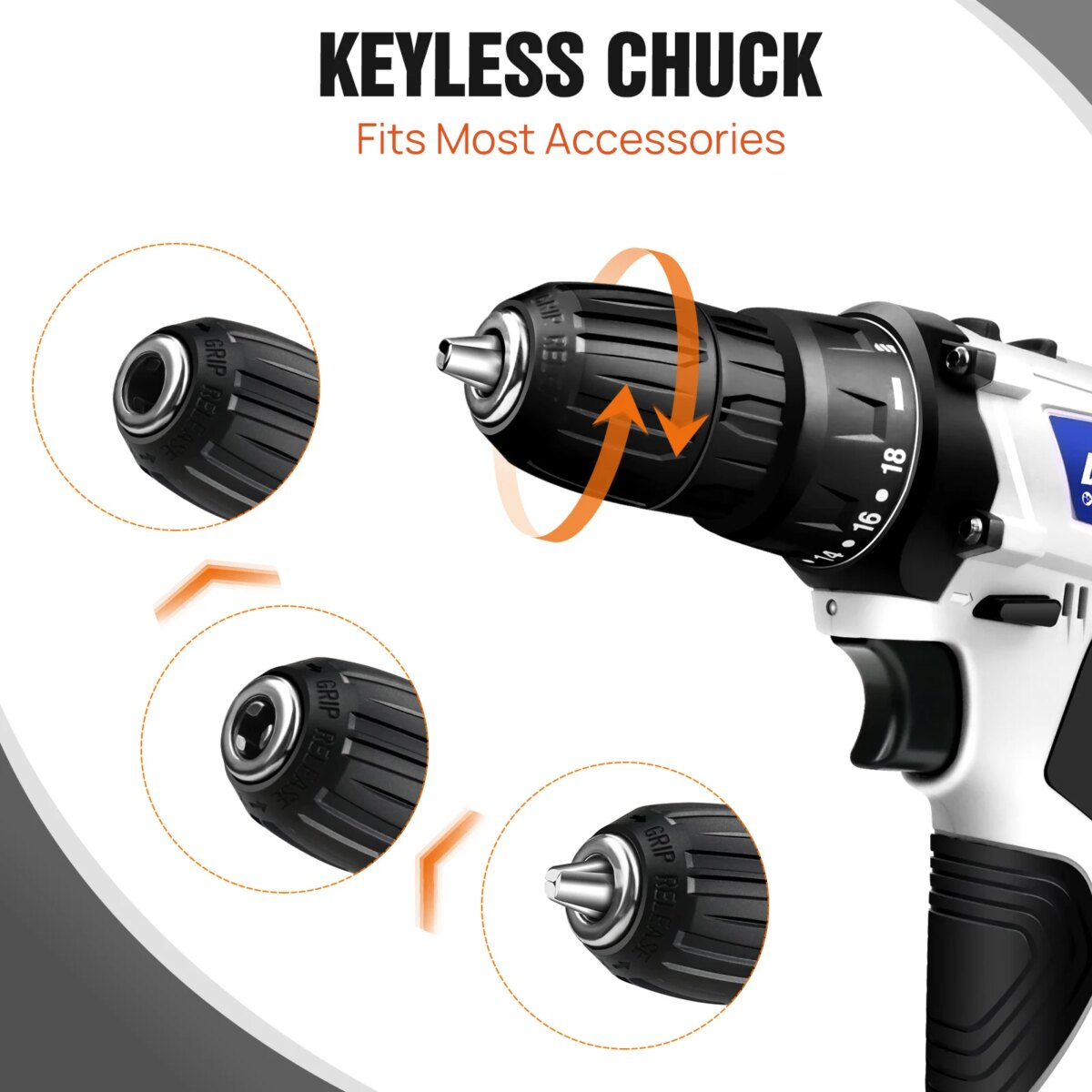 12V Cordless Drill Combo Cutter Electric Screwdriver Kit, 2 Variable Speed 18 + 1 Torque Setting, 23 Drill/Screwdriver Bits: 3 - 5 Days Free Delivery only UK - Image 6