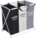 Laundry Basket 3 Compartments Large Foldable Bins Collapsible Hamper Aluminum Bracket and Carry Handles for Bedroom Bathroom: 3 - 5 Days Free Delivery only UK