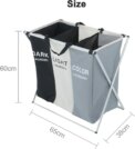 Laundry Basket 3 Compartments Large Foldable Bins Collapsible Hamper Aluminum Bracket and Carry Handles for Bedroom Bathroom: 3 - 5 Days Free Delivery only UK - Image 3