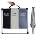 Laundry Basket 3 Compartments Large Foldable Bins Collapsible Hamper Aluminum Bracket and Carry Handles for Bedroom Bathroom: 3 - 5 Days Free Delivery only UK - Image 4