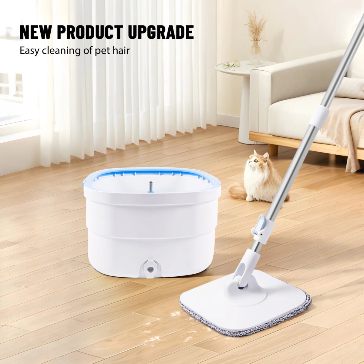 360° Spin Mop and Bucket Tool Set, Home Office Spin Mop Dehydrate ,For Floor Tile Wood Window Cleaning Washable Fibber Cloth Mop: 3 - 5 Days Free Delivery only UK - Image 2