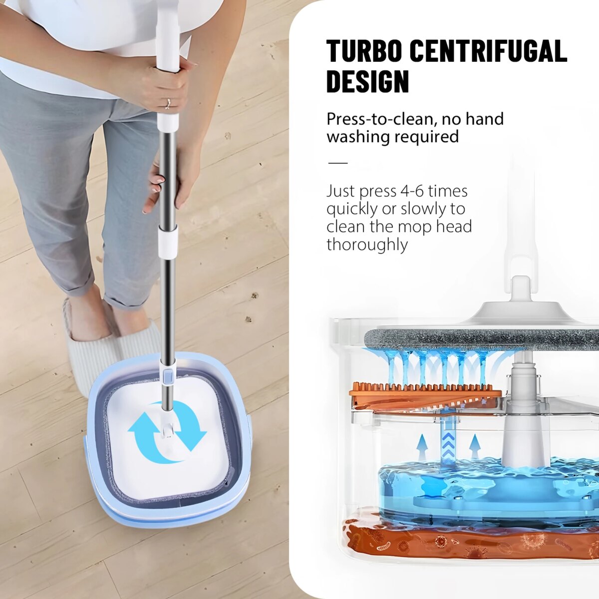 360° Spin Mop and Bucket Tool Set, Home Office Spin Mop Dehydrate ,For Floor Tile Wood Window Cleaning Washable Fibber Cloth Mop: 3 - 5 Days Free Delivery only UK - Image 1