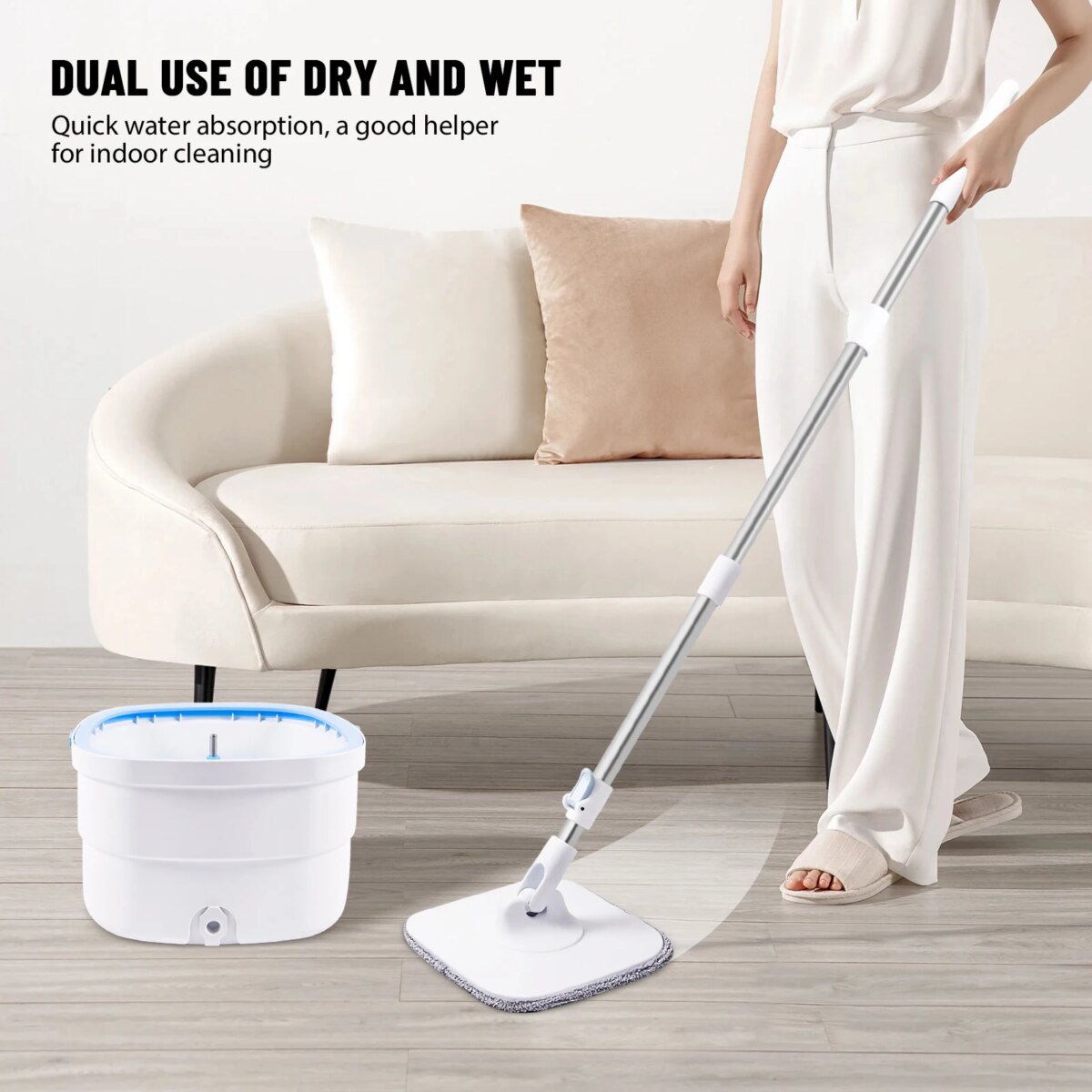 360° Spin Mop and Bucket Tool Set, Home Office Spin Mop Dehydrate ,For Floor Tile Wood Window Cleaning Washable Fibber Cloth Mop: 3 - 5 Days Free Delivery only UK - Image 3