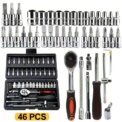 46PCS Ratchet Wrench Tool Set 1/4 Metric Socket Wrench Household Manual Repair Tools for Bike Repair: 3 - 5 Days Free Delivery only UK