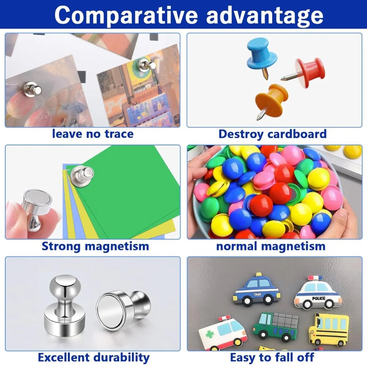 Neodymium Magnetic Pushpins Metal Strong Magnets Whiteboard Fridge Thumbtack Durable Power Magnet Push Pins for Office School: 3  - 5 Days Free Delivery Only UK - Image 6
