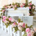 7Ft Artificial Pink Silk Rose 42 Heads Flowers Hanging Garland Vine Wreath Décor: 3  - 5 Days Free Delivery Only UK
