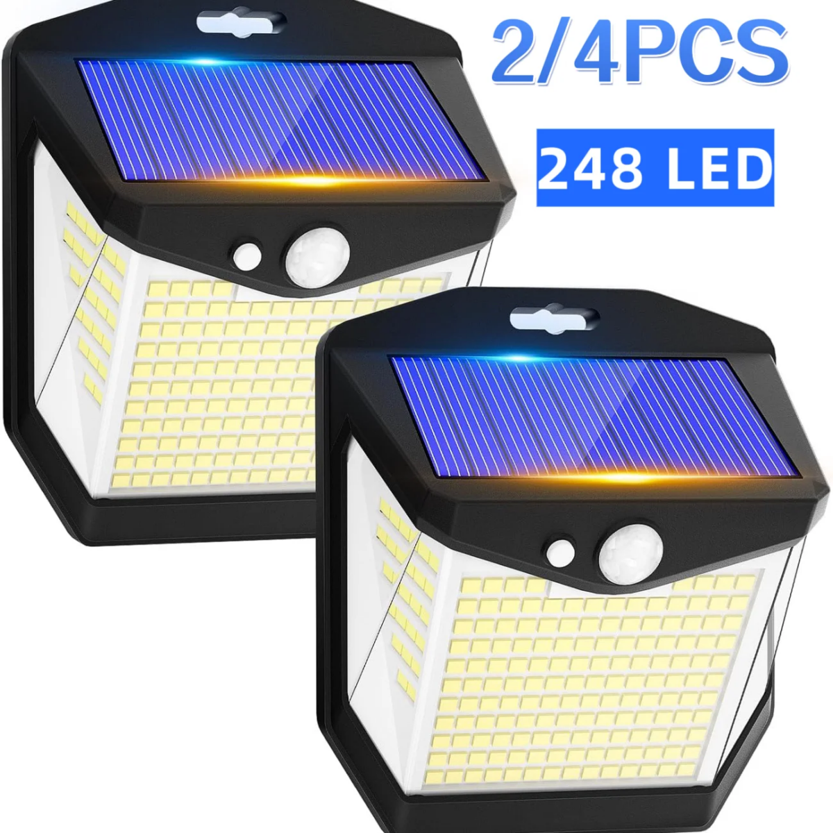 2/4PCS 248 LED Solar Security Light with Motion Sensor 3 Modes 270°Wide Angle Waterproof Outdoor Solar Wall Lamp for Yard Garden: 3  - 5 Days Free Delivery Only UK - Image 1