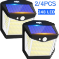 2/4PCS 248 LED Solar Security Light with Motion Sensor 3 Modes 270°Wide Angle Waterproof Outdoor Solar Wall Lamp for Yard Garden: 3  - 5 Days Free Delivery Only UK