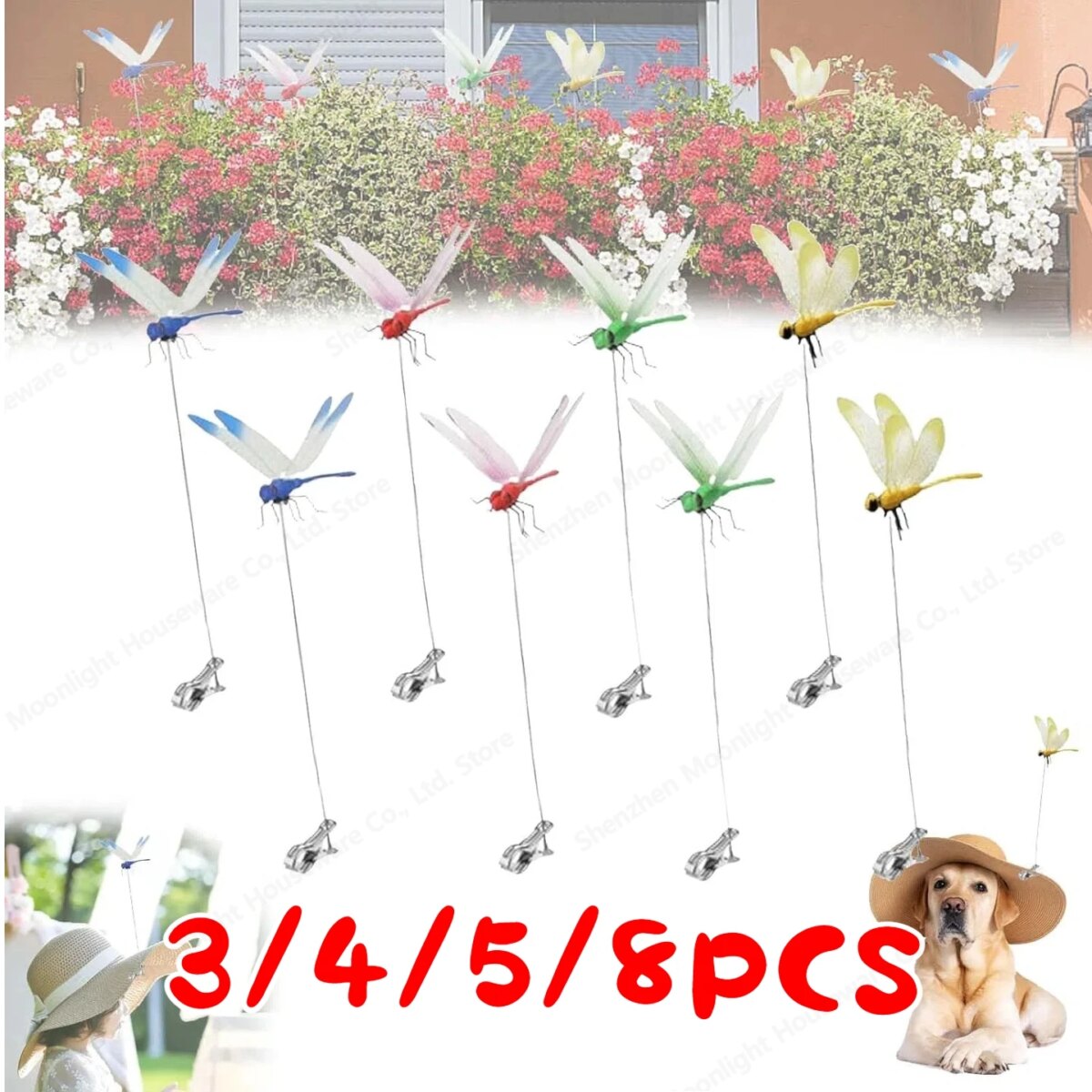 31CM Simulation Dragonfly Clip Bug Deterrent Realistic Dragonfly Hat Clip Bug Repellent Dragonfly Home Garden Decoration Supply: 3  - 5 Days Free Delivery Only UK - Image 2
