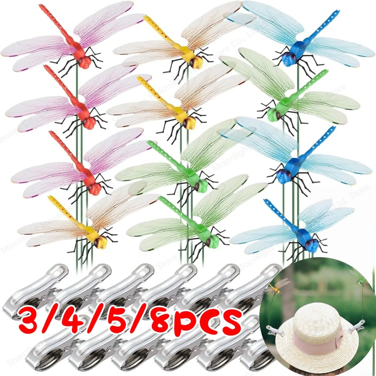 31CM Simulation Dragonfly Clip Bug Deterrent Realistic Dragonfly Hat Clip Bug Repellent Dragonfly Home Garden Decoration Supply: 3  - 5 Days Free Delivery Only UK - Image 1