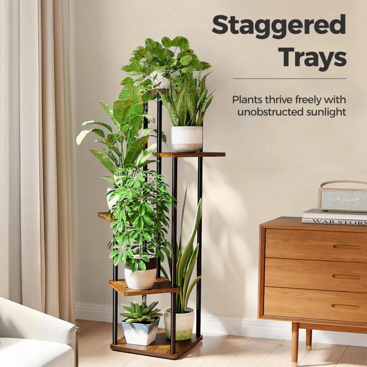4/5/6-Tier Plant Stand Wooden Shelves, Metal Corner Flower Shelf Rack, Multi-Level Plant Pot Stand for Garden Wedding Decoration: 3  - 5 Days Free Delivery Only UK - Image 3