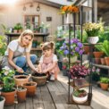 4/5/6-Tier Plant Stand Wooden Shelves, Metal Corner Flower Shelf Rack, Multi-Level Plant Pot Stand for Garden Wedding Decoration: 3  - 5 Days Free Delivery Only UK - Image 2