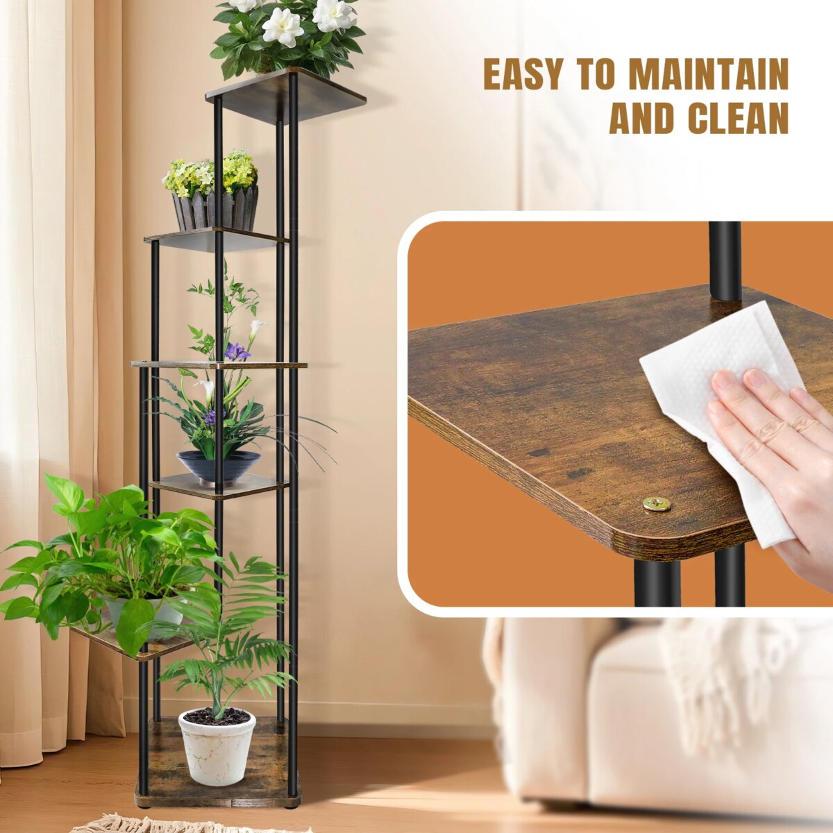 4/5/6-Tier Plant Stand Wooden Shelves, Metal Corner Flower Shelf Rack, Multi-Level Plant Pot Stand for Garden Wedding Decoration: 3  - 5 Days Free Delivery Only UK - Image 5