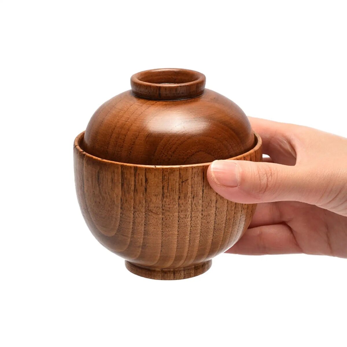 Wooden Bowl With Lid Rice Serving Bowl Food Container Tableware Food Utensil: 3  - 5 Days Free Delivery Only UK - Image 3