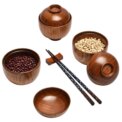 Wooden Bowl With Lid Rice Serving Bowl Food Container Tableware Food Utensil: 3  - 5 Days Free Delivery Only UK - Image 4