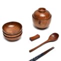Wooden Bowl With Lid Rice Serving Bowl Food Container Tableware Food Utensil: 3  - 5 Days Free Delivery Only UK