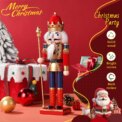 30CM Christmas King Nutcracker Statue Red Sceptre Soldier Doll for Table Decor Family Home Gift: 3 - 5 Days Free Delivery Only UK