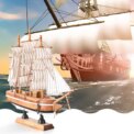 Desktop Sailboat Decoration Wood Nautical Sailing Boat Table Ornament With Light String Sailboat Model Ornament For Home Office: 3 - 5 Days Free Delivery Only UK - Image 3