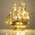 Desktop Sailboat Decoration Wood Nautical Sailing Boat Table Ornament With Light String Sailboat Model Ornament For Home Office: 3 - 5 Days Free Delivery Only UK