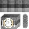 Woven Vinyl Placemats Set Place Mats Crossweave Non-Slip Washable 30X45 CM Table Mats for Dining Table Kitchen Restaurant Décor Coasters: 3 - 5 Days Free Delivery Only UK
