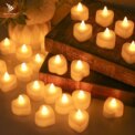 24Pcs Flameless Led Candle For Home Christmas Party Wedding Decoration Heart-shaped Electronic Battery-Power Tealight Candles: 3 - 5 Days Free Delivery Only UK