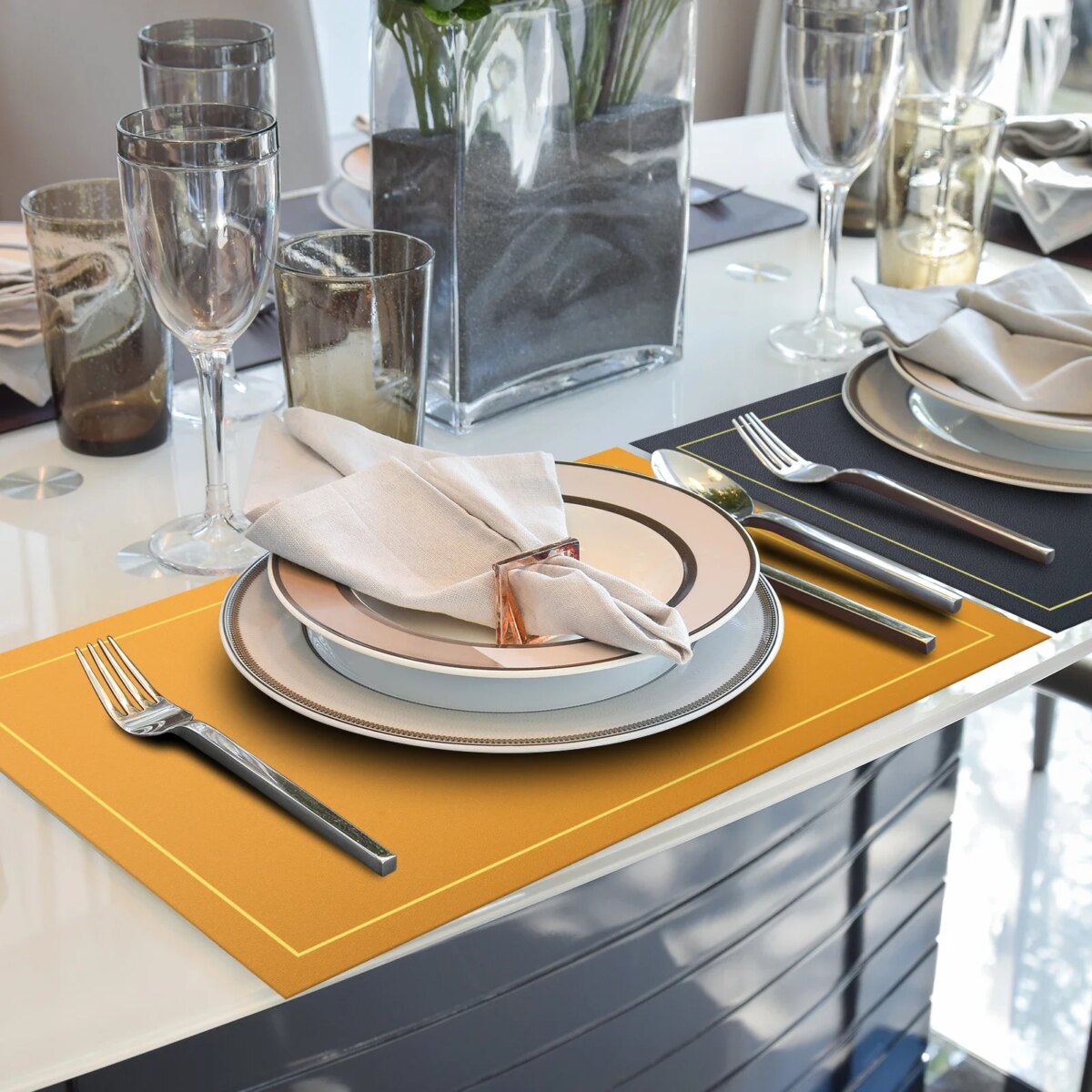 Faux Leather Placemats and Coaster Sets of 4 Dual-Sided PU Table Mat Hot Resistant Place Mats for Dining Table Christmas Décor: 3 - 5 Days Free Delivery Only UK - Image 6