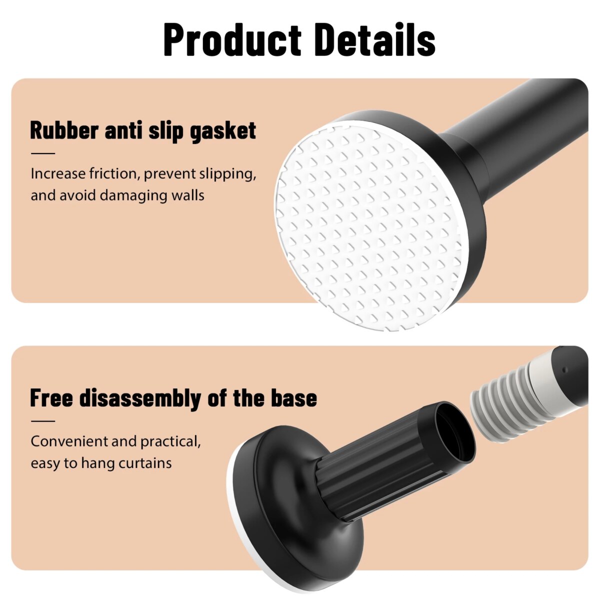 Adjustable No Drill No Installation Nail-Free Clothes Drying Telescopic Pole Laundry Room Bathroom Curtain Storage Extendable: 3 - 5 Days Free Delivery Only UK Ha - Image 2