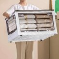 home Transparent Folding Storage Box with Wheels: 3 - 5 Days Free Delivery Only UK