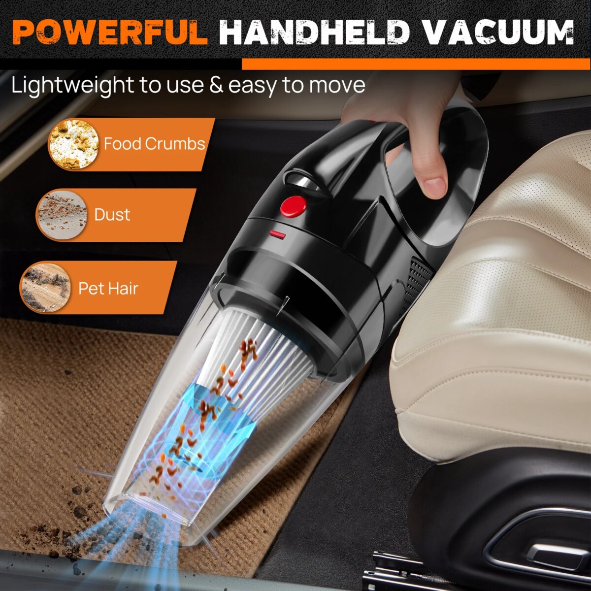 3 IN 1 Cordless Handheld Vacuum Cleaner, Rechargeable Portable Powerful Cordless Vacuum Cleaner, Long Runtime USB Rechargeable: 3 - 5 Days Free Delivery Only UK - Image 4