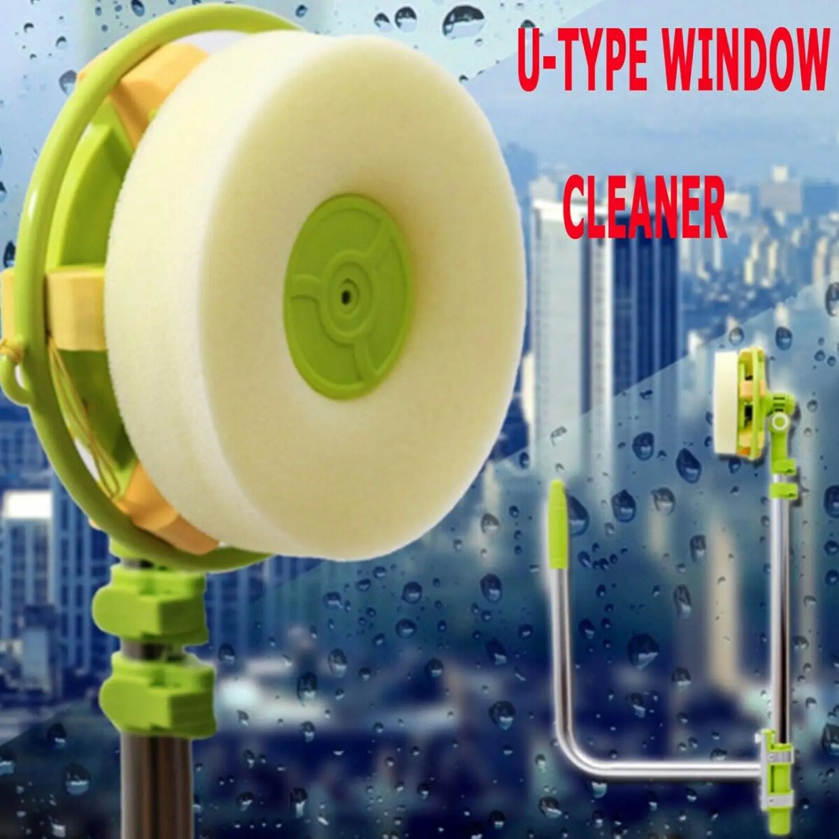 Window Squeegee Cleaner, Glass Dust High-Rise Window Cleaning Brush, Telescopic Pole, 2 in 1 Sponge Squeegee Equipment: 3 - 5 Days Free Delivery Only UK - Image 6