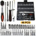 46pcs Socket Ratchet Set 1/4 Socket Ratchet Pawl Spanner Screwdriver Professional Metalworking Wrench Tool Kit For Car Repair: 3 - 5 Days Free Delivery Only UK