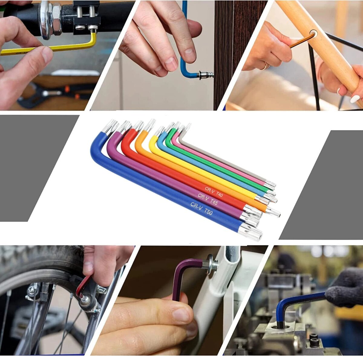 9Pcs Torx Key Set Star End  Long Folding Wrench Set T10-T50 Hex Extra Security Colour Coded for Vehicle Bicycle Repairs Tool: 3 - 5 Days Free Delivery Only UK - Image 2