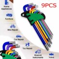 9Pcs Torx Key Set Star End  Long Folding Wrench Set T10-T50 Hex Extra Security Colour Coded for Vehicle Bicycle Repairs Tool: 3 - 5 Days Free Delivery Only UK