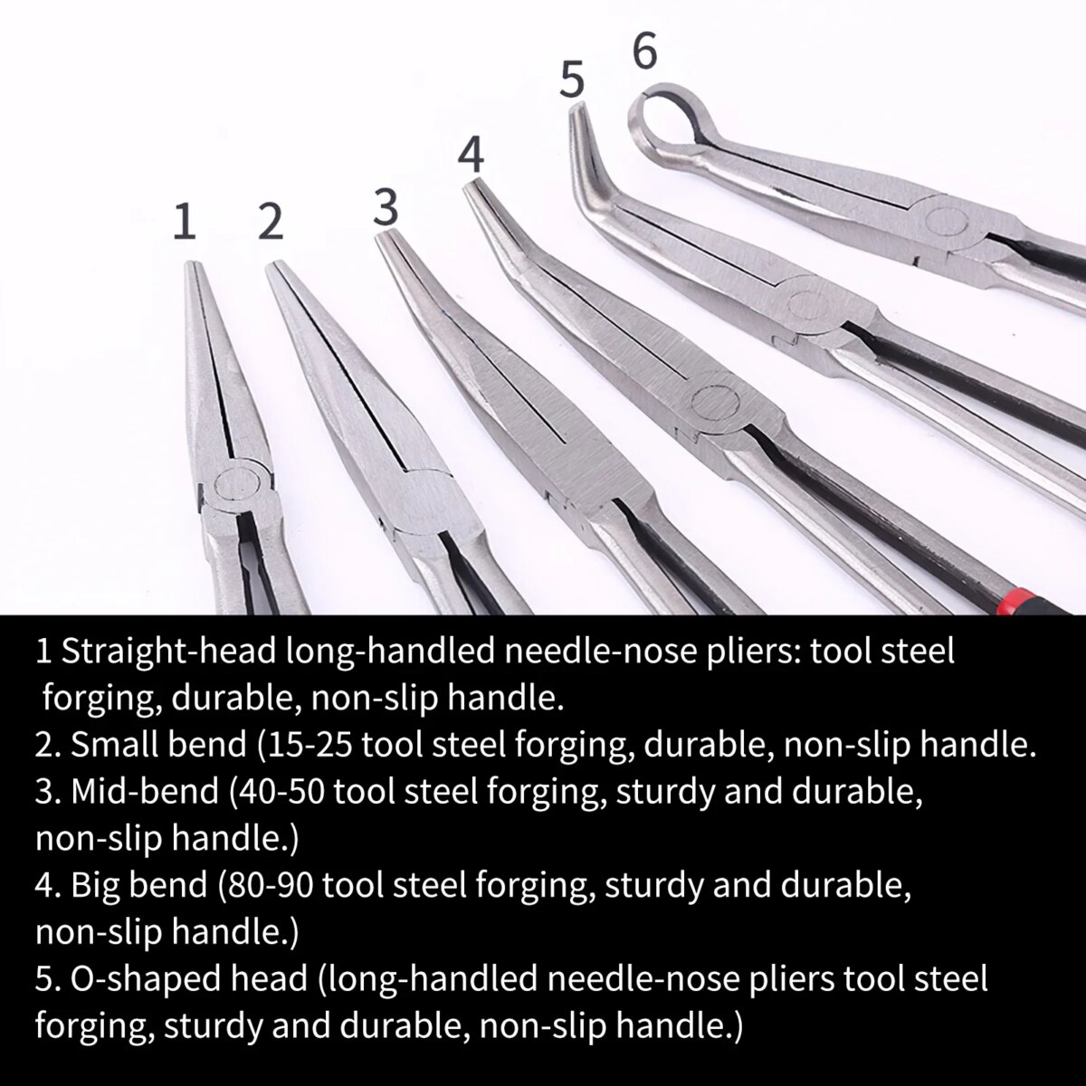 5PCS 11" Extra Long Nose Pliers Straight 45 & 90 Degrees Bent Tip Hand Tool Set: 3 - 5 Days Free Delivery Only UK - Image 5