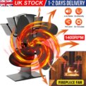 4 Blade Stove Heat Powered Wood Log Burner Top Fire Burning Fan Eco Friendly: 3 - 5 Days Free Delivery Only UK