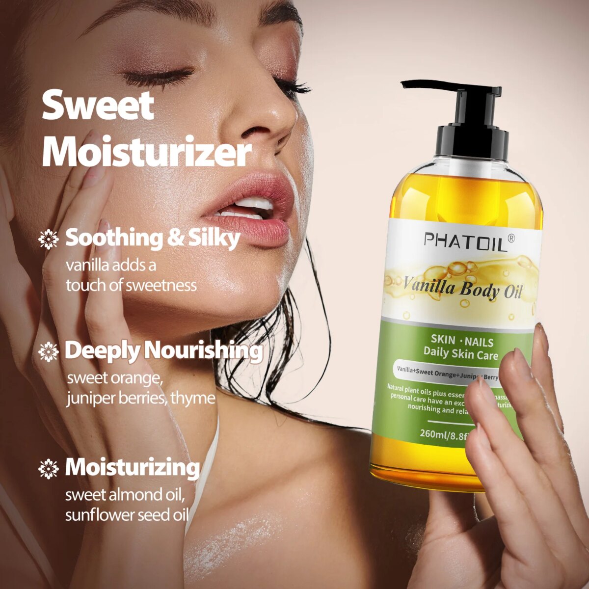 PHATOIL 260ml Body Oil For Skin Care Massage Oil Vanilla Ginger Grapefruit Basil Lavender Rosemary Rose Fragrance Body Oils: 3 - 5 Days Free Delivery Only UK - Image 3