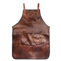 Chef Apron for Men Women Waterproof PU Leather Apron with Pockets Cross-Back Straps for Kitchen BBQ Cooking Barber Barista Apron