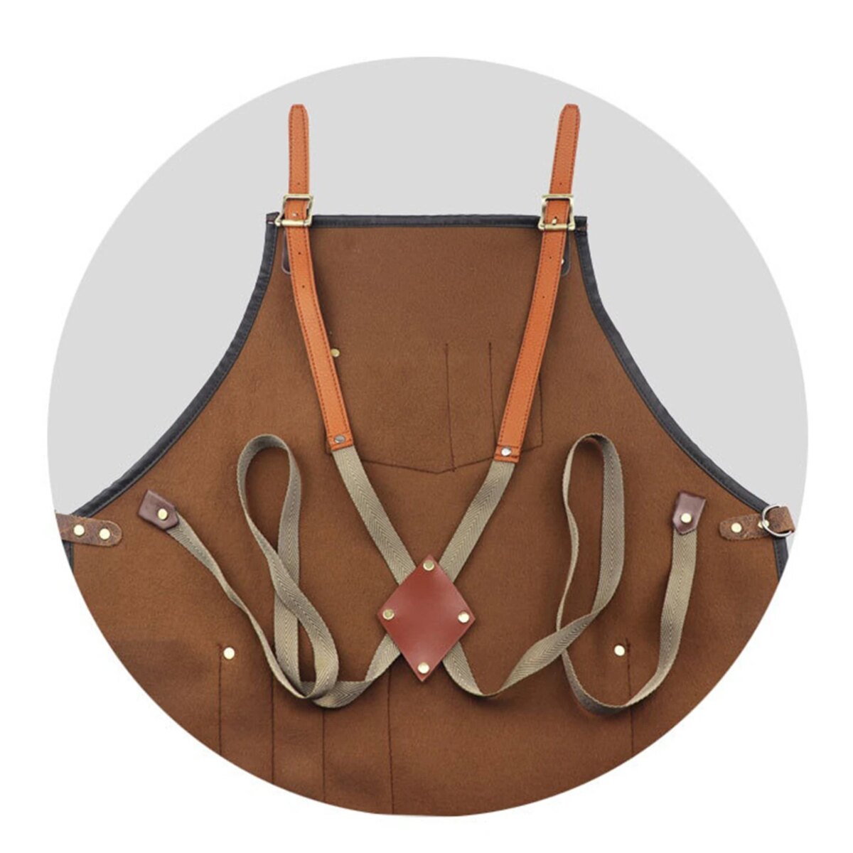 Chef Apron for Men Women Waterproof PU Leather Apron with Pockets Cross-Back Straps for Kitchen BBQ Cooking Barber Barista Apron - Image 4