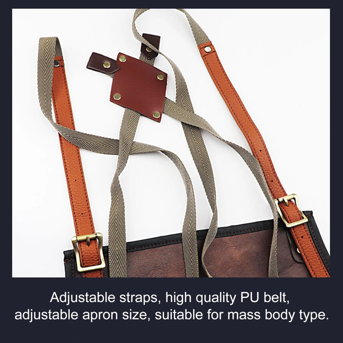 Chef Apron for Men Women Waterproof PU Leather Apron with Pockets Cross-Back Straps for Kitchen BBQ Cooking Barber Barista Apron - Image 6