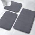 3Pcs Memory Foam Bath Mats Set 40x60CM 50X80CM Rectangle and U-Shaped Bathroom Rugs Non-Slip Soft Water Absorption Toilet Mats: 3 - 5 Days Free Delivery Only UK