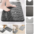 Bathroom Mat Set, Pebble Embossed Decorative Bathtub Mat, Comfortable Quick Dry U-Shaped Toilet Mat, Quick-Dry Non-Slip Mat: 3 - 5 Days Free Delivery Only UK