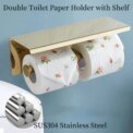 Wall Mounted 304 Stainless Steel Toilet Roll Paper Holder with Shelf, Double Roll Tissue Paper Holder: 3 - 5 Days Free Delivery Only UK - Image 5