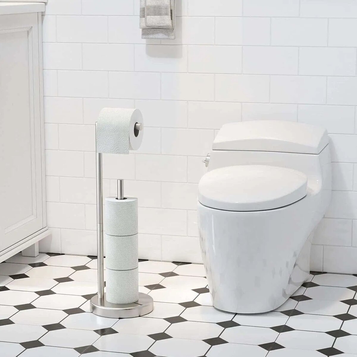 Free Standing Toilet Roll Holder with Heavy Base Stainless Steel Toilet Paper Holder Silver: 3 - 5 Days Free Delivery Only UK - Image 4