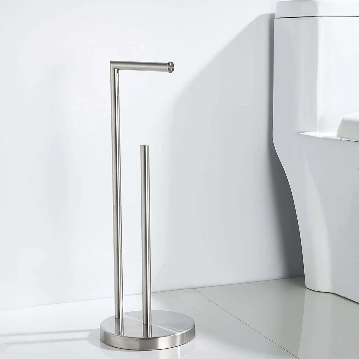 Free Standing Toilet Roll Holder with Heavy Base Stainless Steel Toilet Paper Holder Silver: 3 - 5 Days Free Delivery Only UK - Image 2