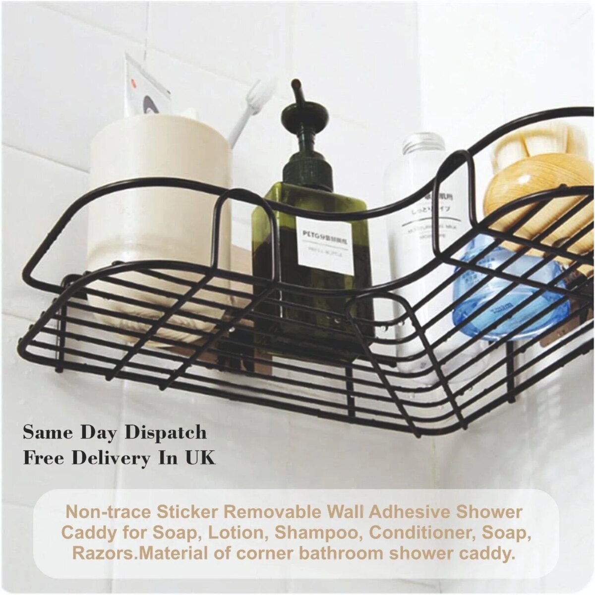 2PCS Bathroom Triangular Shower Caddy Shelf Corner Bath Storage Holder Rack Organizer: 3 - 5 Days Free Delivery Only UK - Image 4