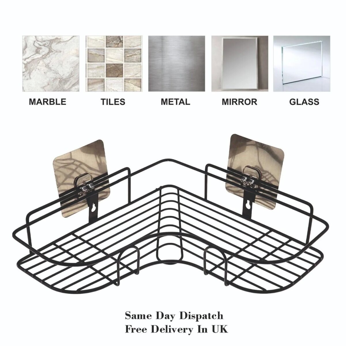 2PCS Bathroom Triangular Shower Caddy Shelf Corner Bath Storage Holder Rack Organizer: 3 - 5 Days Free Delivery Only UK - Image 6