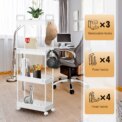 DayPlus 4-Tier Storage Rack Trolley Cart Slide-out Rolling Utility Cart Mobile Shelving Organizer for Kitchen, Bathroom, Bedroom: 3 - 5 Days Free Delivery Only UK - Image 3